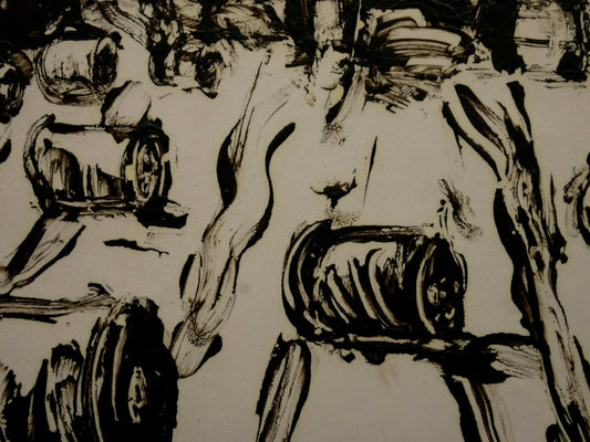 Field with Hay Bales House and Poplars