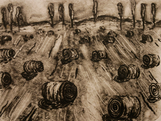 Feld mit Heuballen Nr. 1