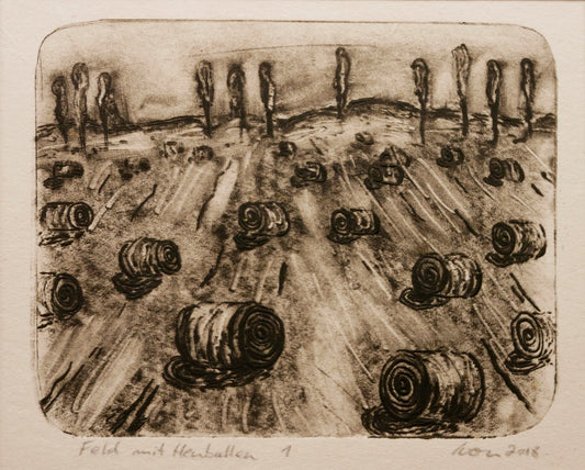 Feld mit Heuballen Nr. 1