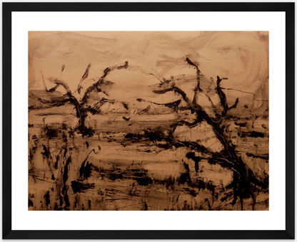 Artistic depiction of trees with a textured background