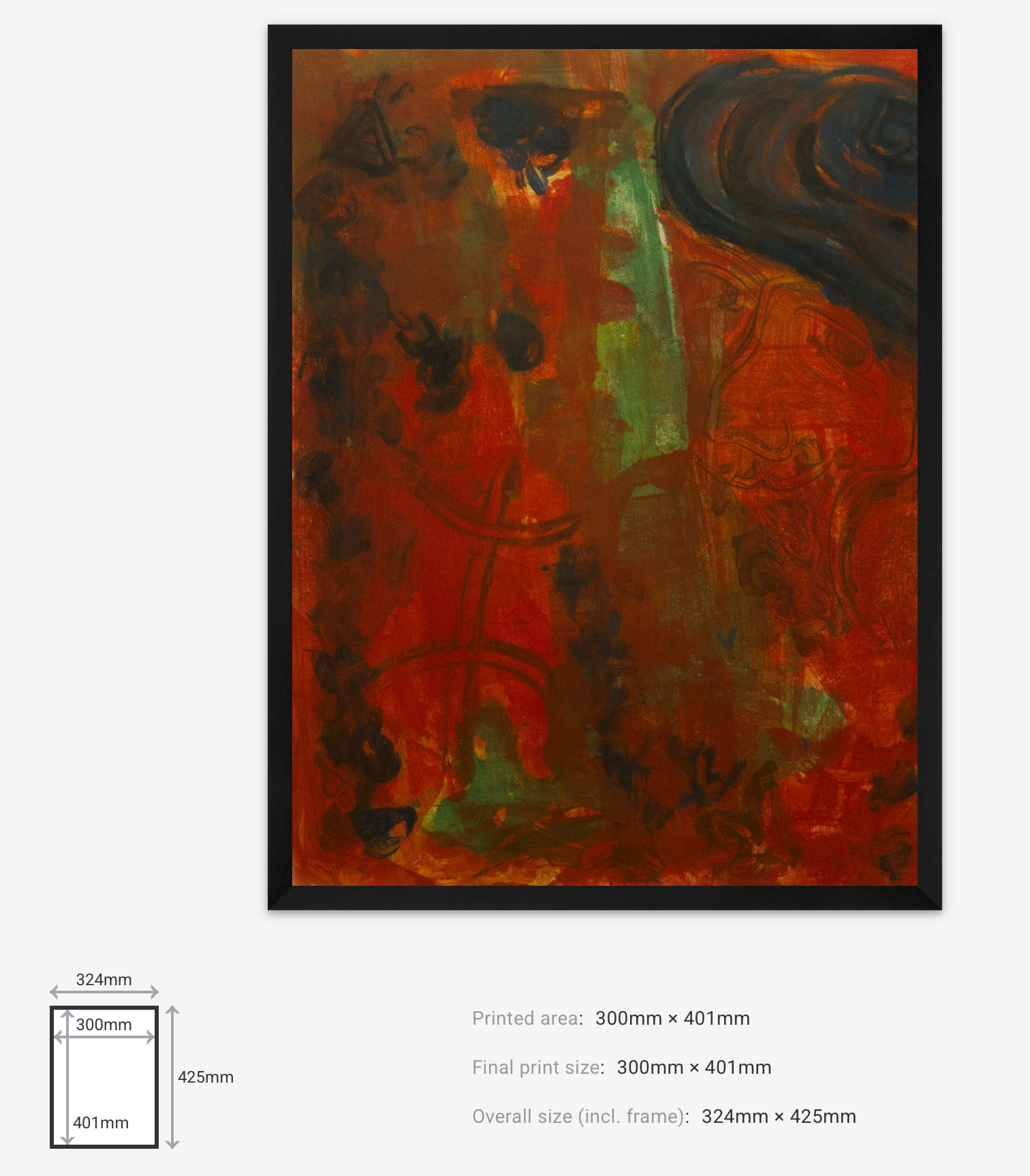 Abstract artwork with a black frame on a white background