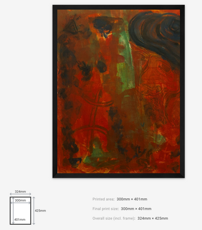 Abstract artwork with a black frame on a white background